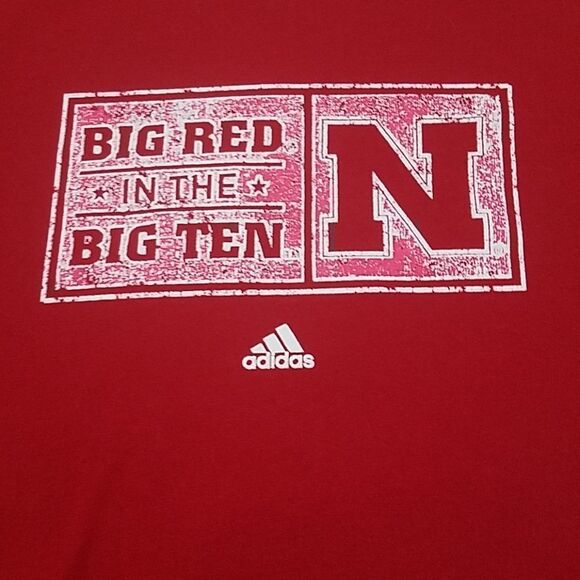 Red Nebraska Huskers Adidas Short Sleeve Tee (M) - Picture 1 of 7